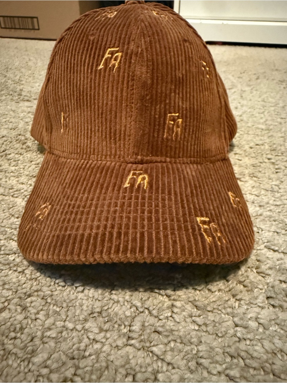 FA Brown Corduroy Cap with Gold Embroidered Logo
